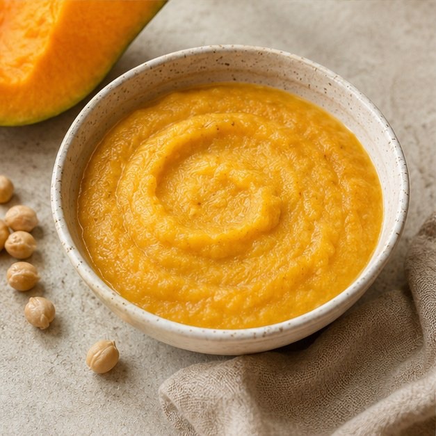 Crema espesa de garbanzos y zapallo