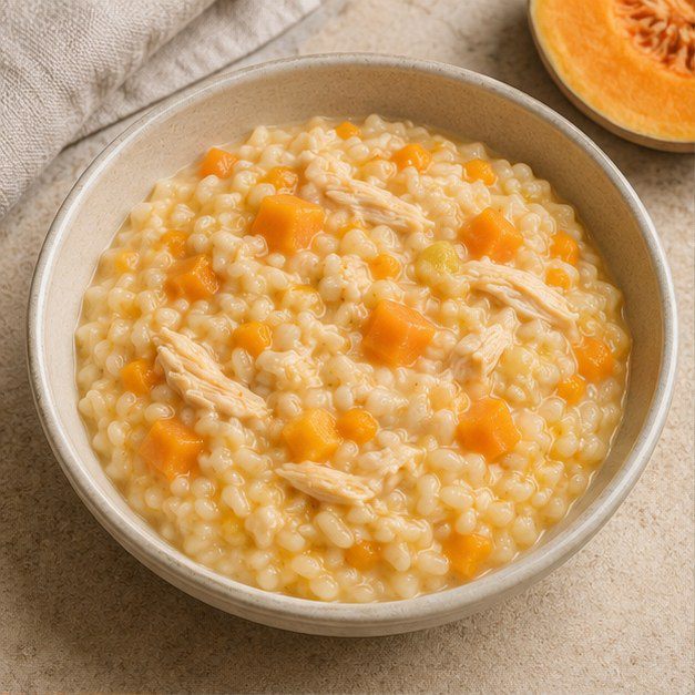 Arroz cremoso con zapallo y pollo